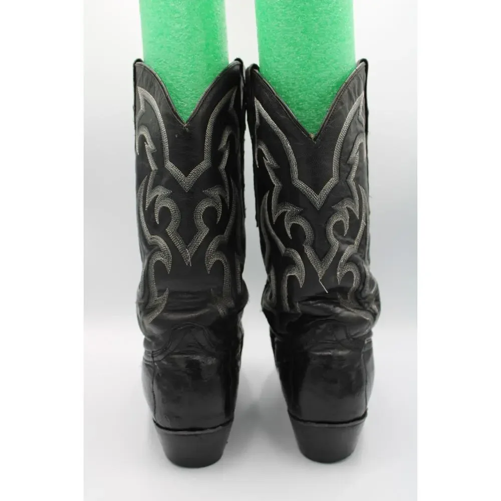 Size 9 - Vtg Sedona West Boots Exotic Black Ostrich Skin - 2804 6331
